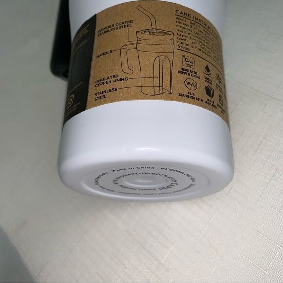 NEW Hydraflow Capri White 40 Tumbler Straw Handle Stainless Water Cold Hot Drink - Picture 8 of 16
